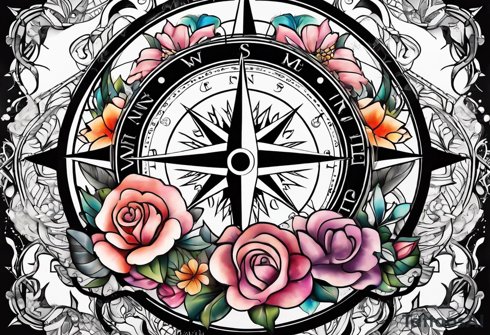 Feminine adventure, compass, cover-up tattoo idea