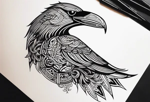 Viking Crow in a Viking style tattoo idea