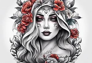 Ghost face holding flowers tattoo idea