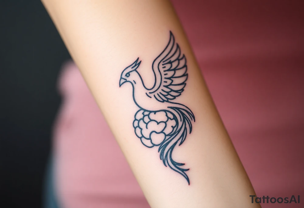 A phoenix rising out of a brain looking powerful tattoo idea