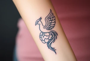 A phoenix rising out of a brain looking powerful tattoo idea