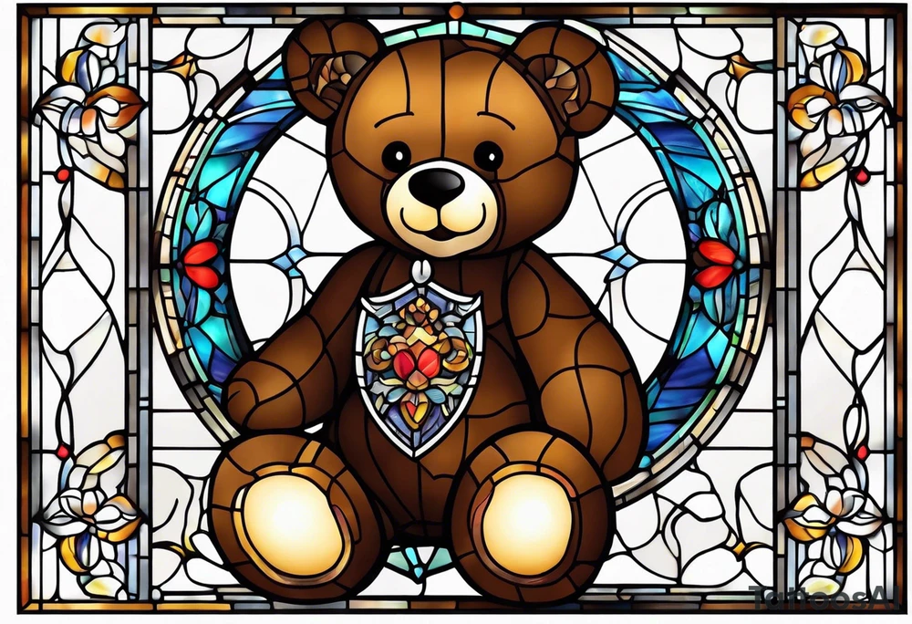 Stained glass Teddy bear tattoo idea