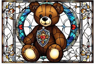 Stained glass Teddy bear tattoo idea