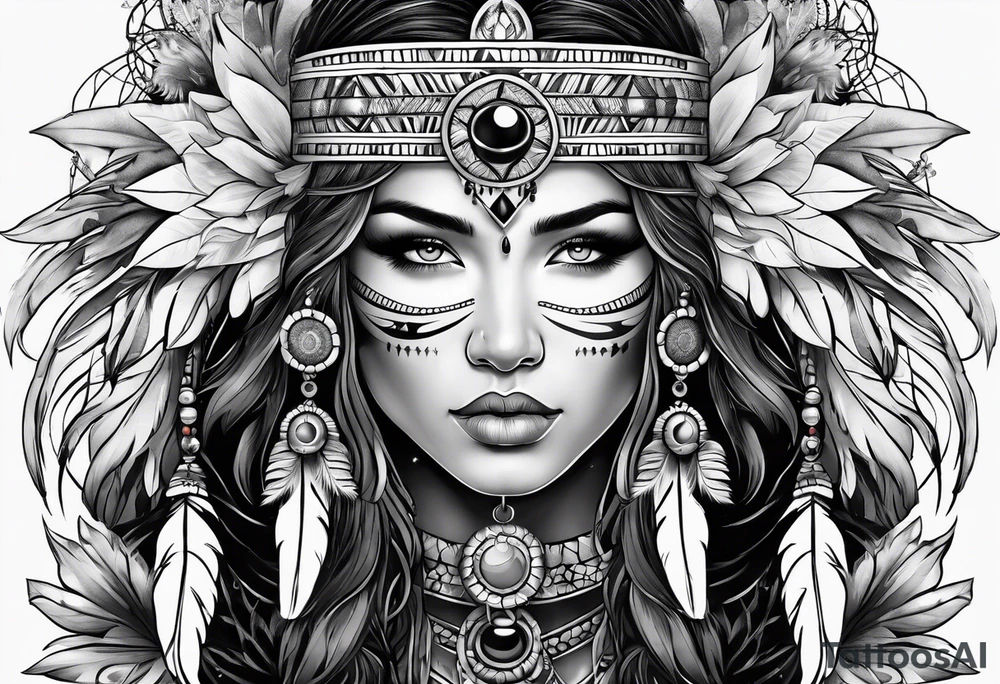 Native american,gemini, flowers, dream catcher, tattoo idea