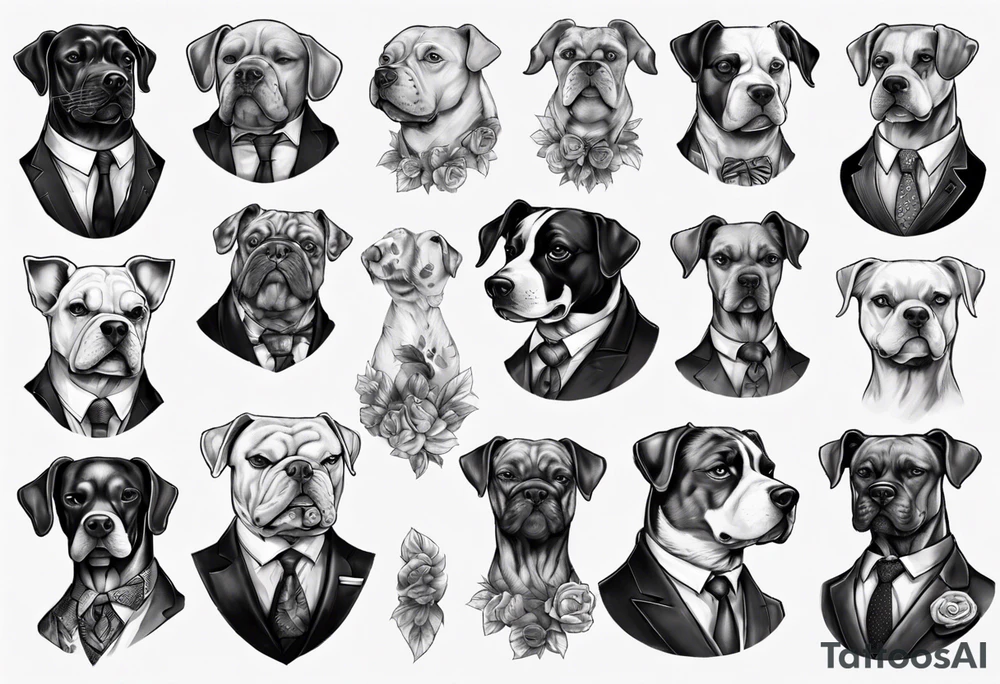 A dog in a double breasted suit tattoo idea
