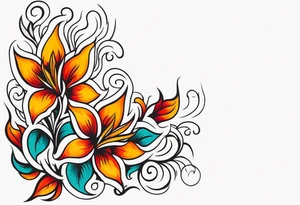 tongues of fire
old school vintage simple traditional design with vintage flowers surrounding
bold color simple tattoo idea