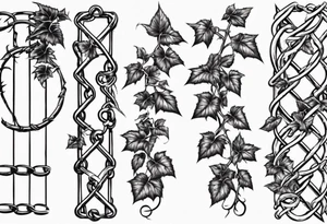 chain link fence with pointy ivy vines tattoo idea