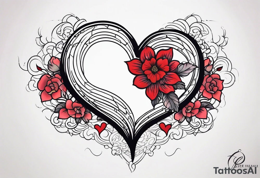 simple broken heart fine 
line tattoo idea
