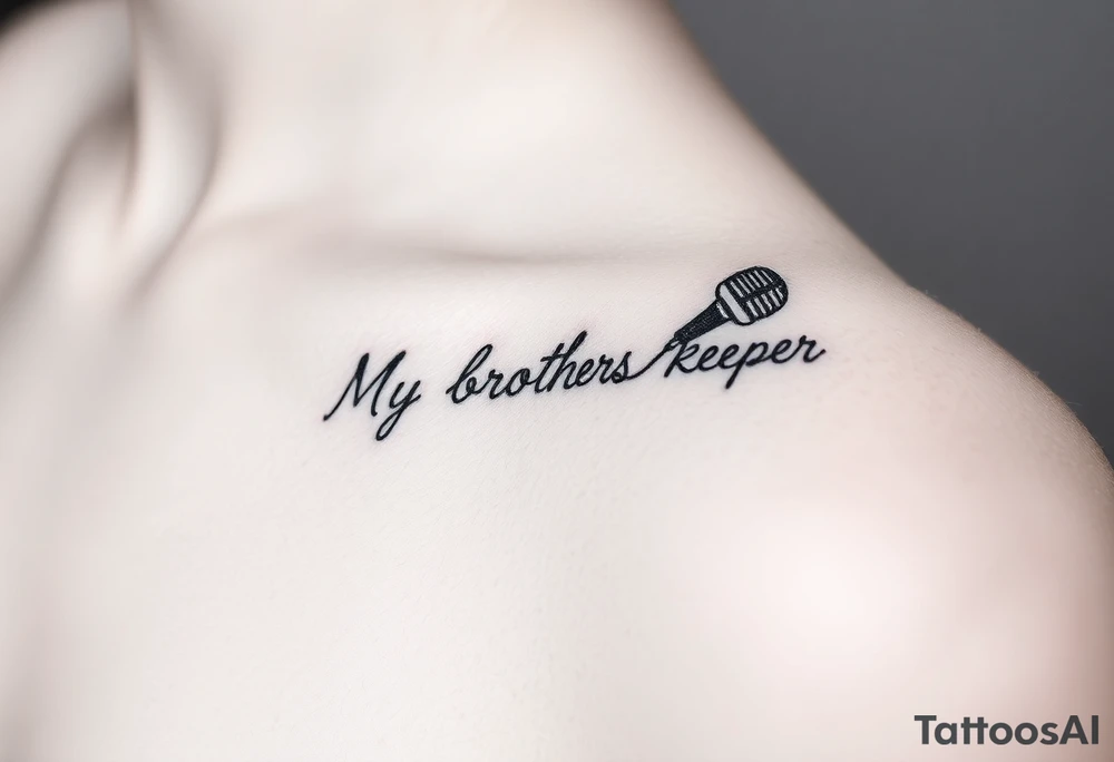 A microphone wire writing the words “My brothers keeper” tattoo idea