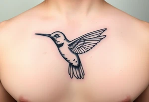 small, manly, and minimalist hummingbird on upper left side of the chest tattoo idea