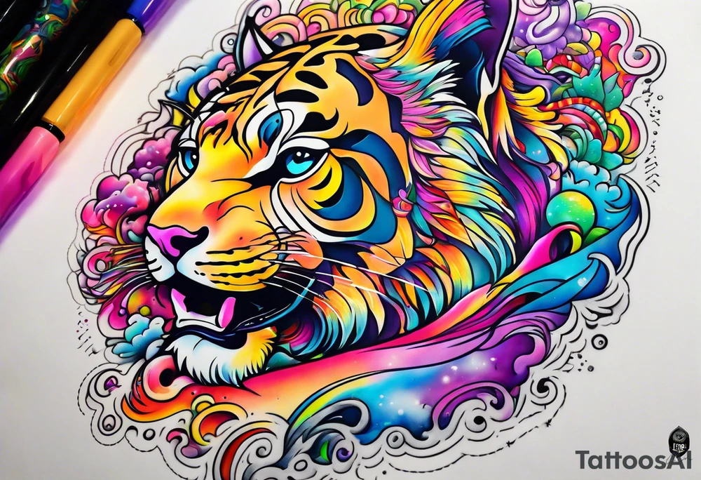 lisa frank inspired tattoo idea