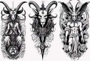 Baphomet sleeve high contrast tattoo idea