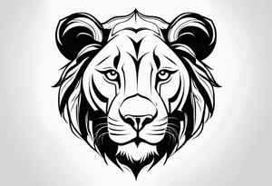 Moitié du visage lion avec son bebe lionne tattoo idea
