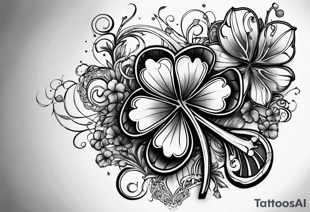 Mechanical Four leaf clover tattoo idea
