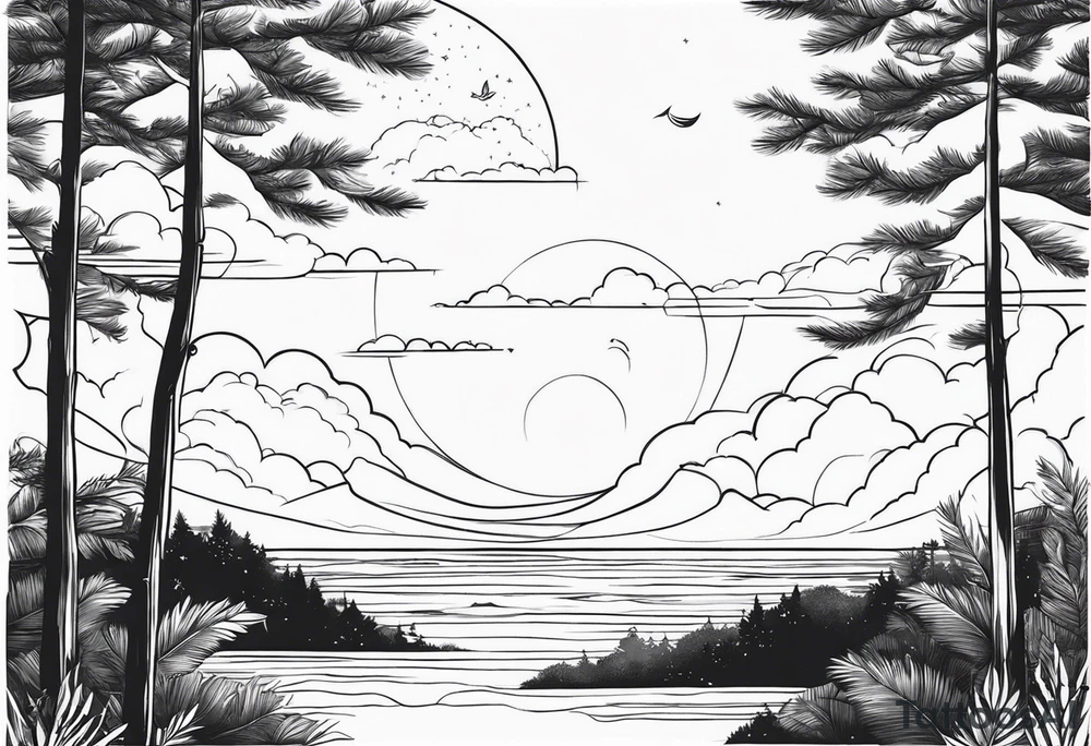 The sky that is an ocean with a forest below tattoo idea The sky that is an ocean with a forest below tattoo idea