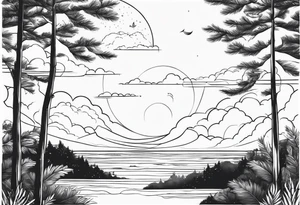 The sky that is an ocean with a forest below tattoo idea