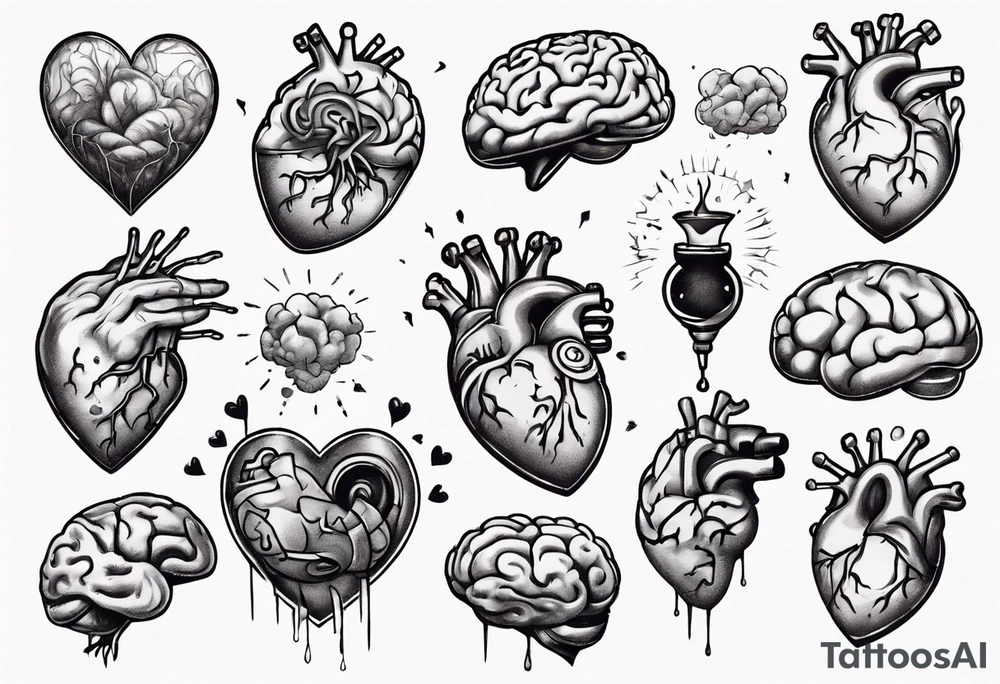 Heart and brain floating away tattoo idea