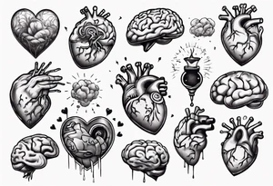 Heart and brain floating away tattoo idea