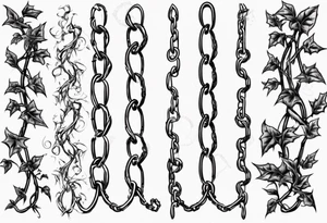 chain link fence with pointy ivy vines tattoo idea