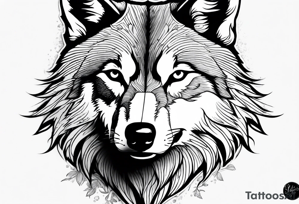 half left lone wolf face, lonely but wise tattoo idea