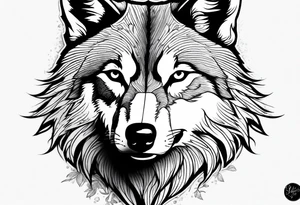 half left lone wolf face, lonely but wise tattoo idea