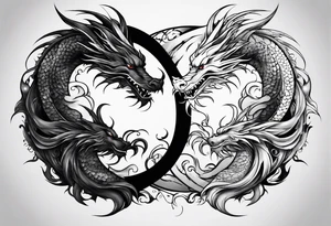 2 dragons in a yin and yang shape tattoo idea