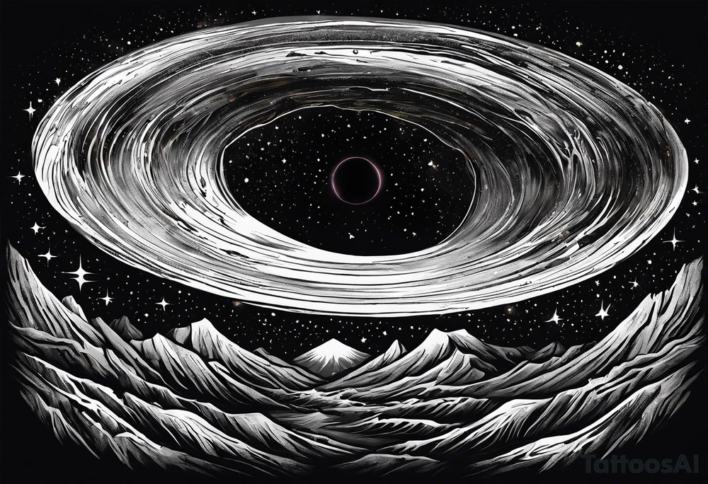 Large black hole swallowing earth. as Earth is swallowed space and time is stretched and deformed tattoo idea