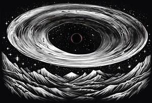 Large black hole swallowing earth. as Earth is swallowed space and time is stretched and deformed tattoo idea