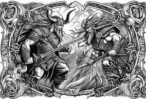 norse gods fighting tattoo idea