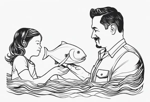 Father daughter matching. Water related. Marine life tattoo idea