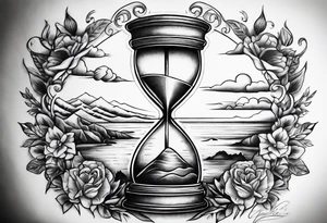 hourglass grandfather memorial sunset tattoo idea