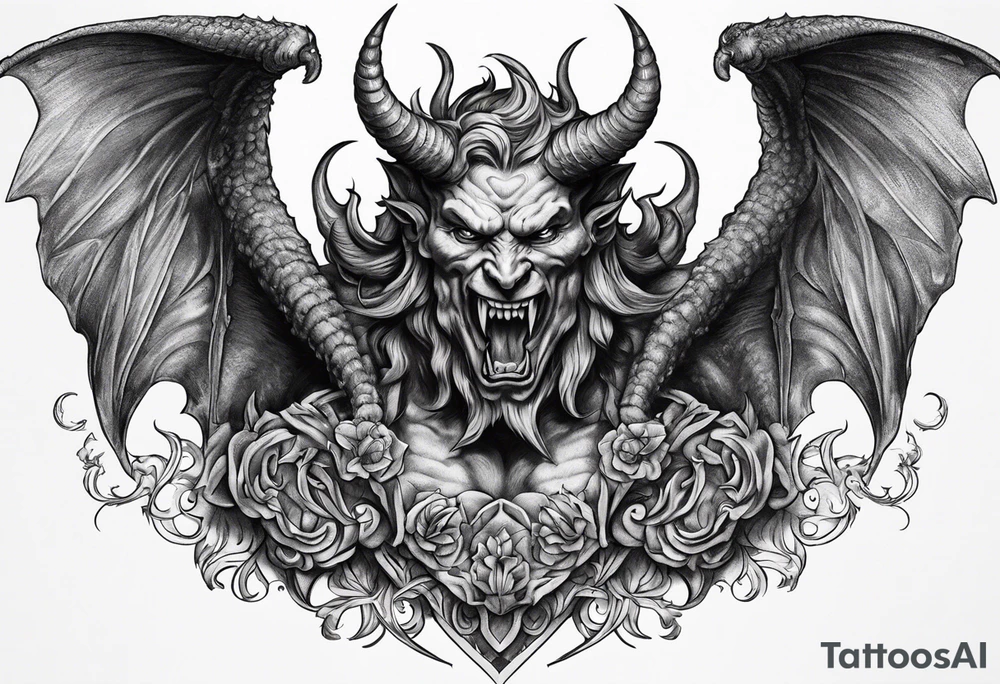 Horned Devil fighting Angel tattoo idea