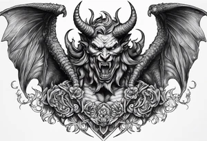 Horned Devil fighting Angel tattoo idea