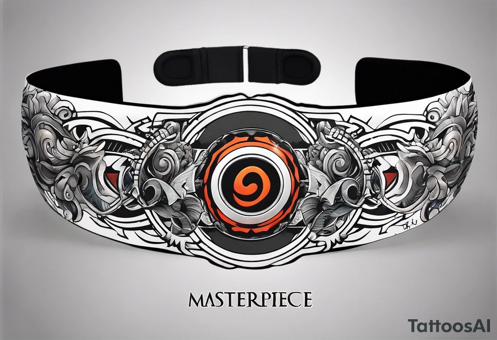 A naruto headband with the letters AR in the middle tattoo idea