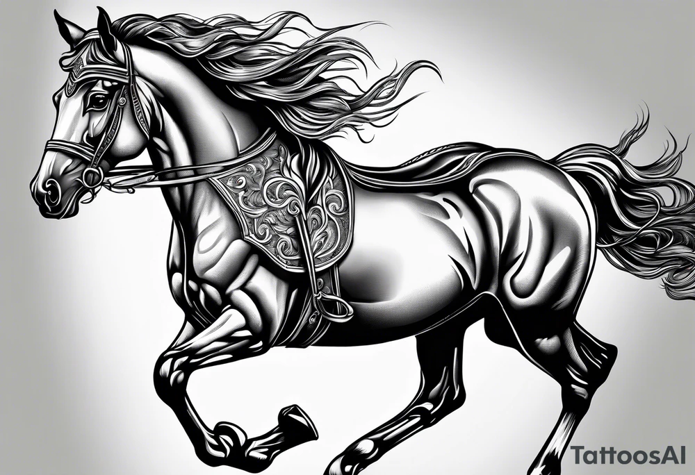 Horse drawn using simple lines tattoo idea