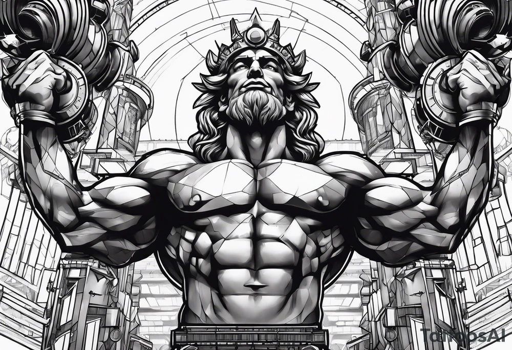 Atlas God holding up industrial facility tattoo idea