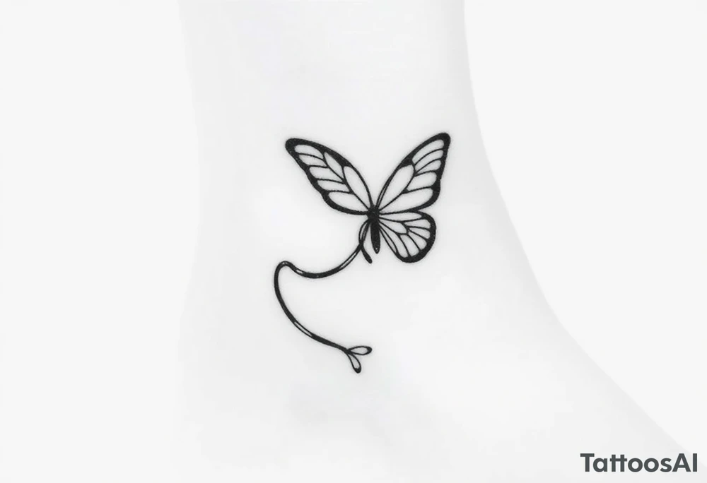 ethereal butterfly with flowing silk ribbons in moonlight tattoo idea