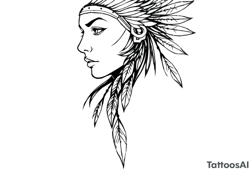 Female Native American tattoo idea