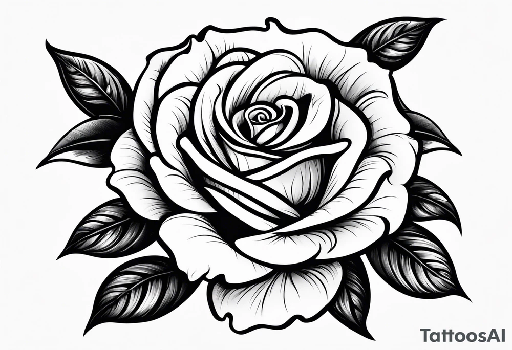Rose flower with a holly flower stem tattoo idea