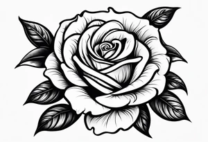 Rose flower with a holly flower stem tattoo idea