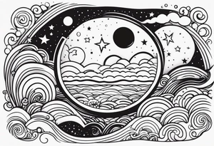 Quero uma tatuagem do sol e da lua juntos tattoo idea