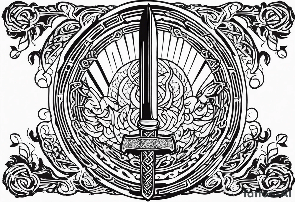 Viking sword Valhalla dragon shield tattoo idea