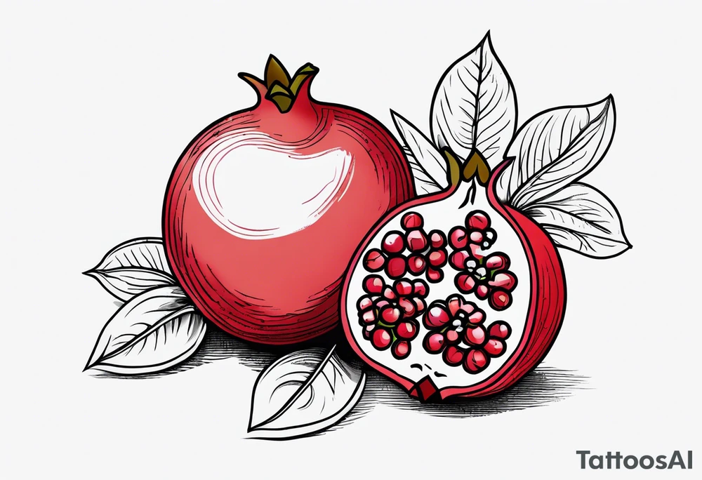 2 pomegranates with flowers small tattoo idea