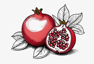 2 pomegranates with flowers small tattoo idea