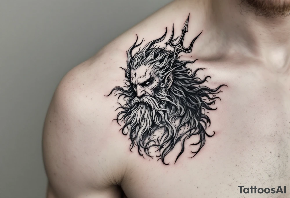 poseidon with trident tattoo idea