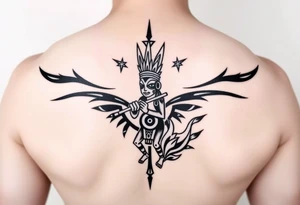 cactus in the middle
kokopelli playing flute in front ot cactus tattoo idea