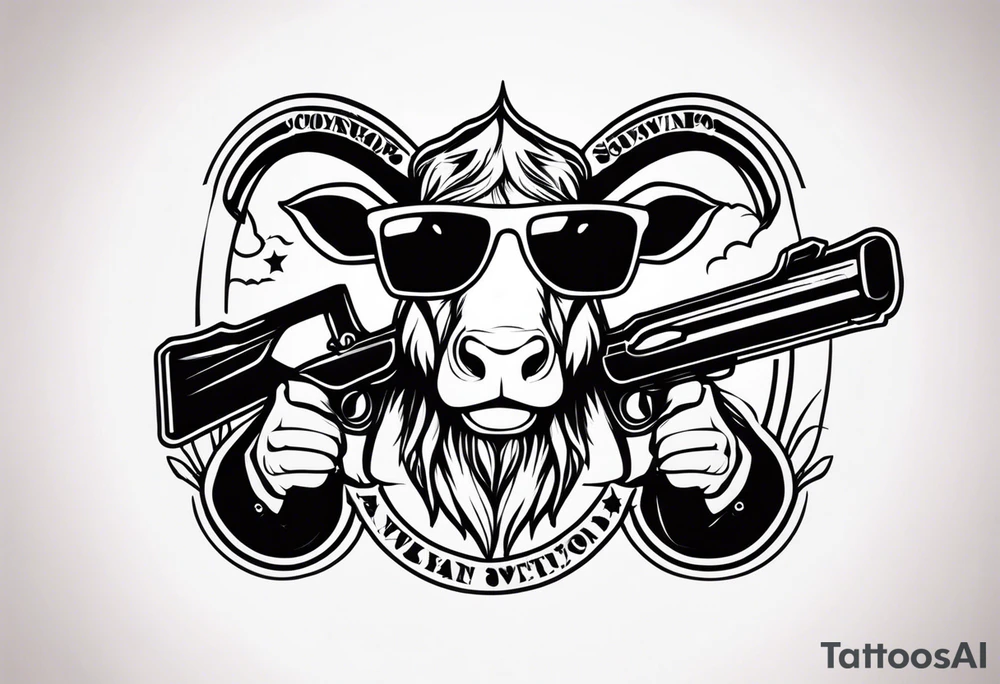 capricorn with sunglasses and a shotgun tattoo idea
