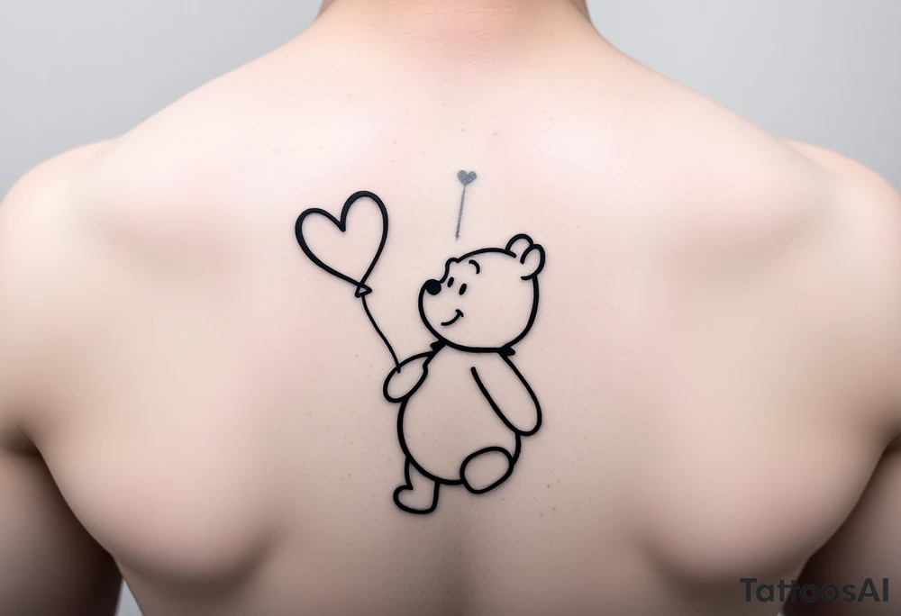 Winnie the pooh with a heart balloon tattoo idea