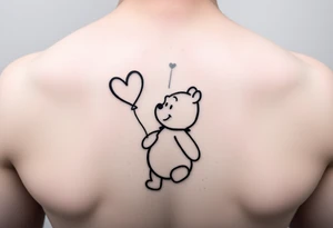 Winnie the pooh with a heart balloon tattoo idea