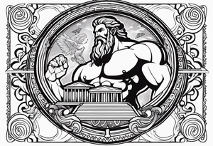I want half sleeve tatto on the right arm 
With zeus and some thunder from his eyes, some text beside the zeus and  Temple of Olympian Zeus tattoo idea